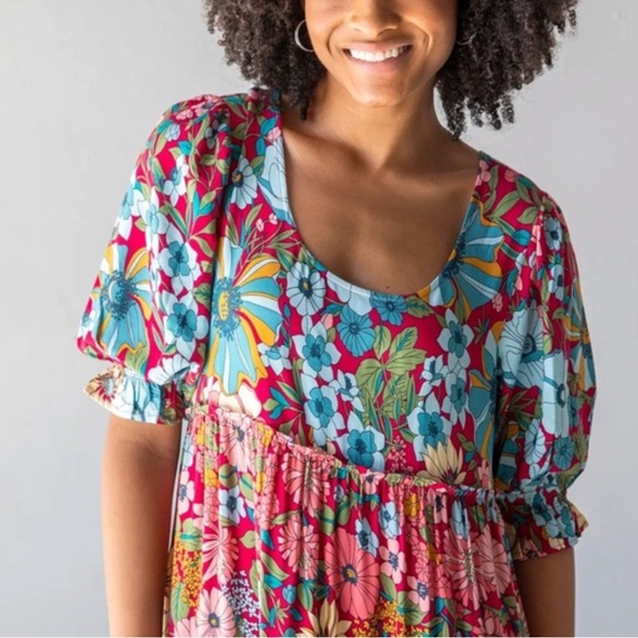 Natural Life Womens Collette Tiered Maxi Dress Floral Boho Cottage Rayon Sz XL - Picture 4 of 14